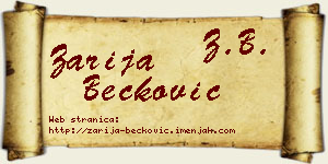 Zarija Bećković vizit kartica